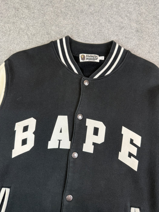 BAPE Varsity Jacket Black/White (USED) | Vitnage Clothing Store Canada