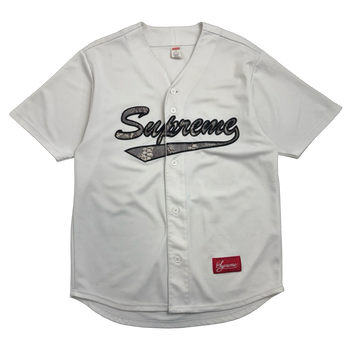 Supreme Snake Script Logo Baseball Jersey White (USED)