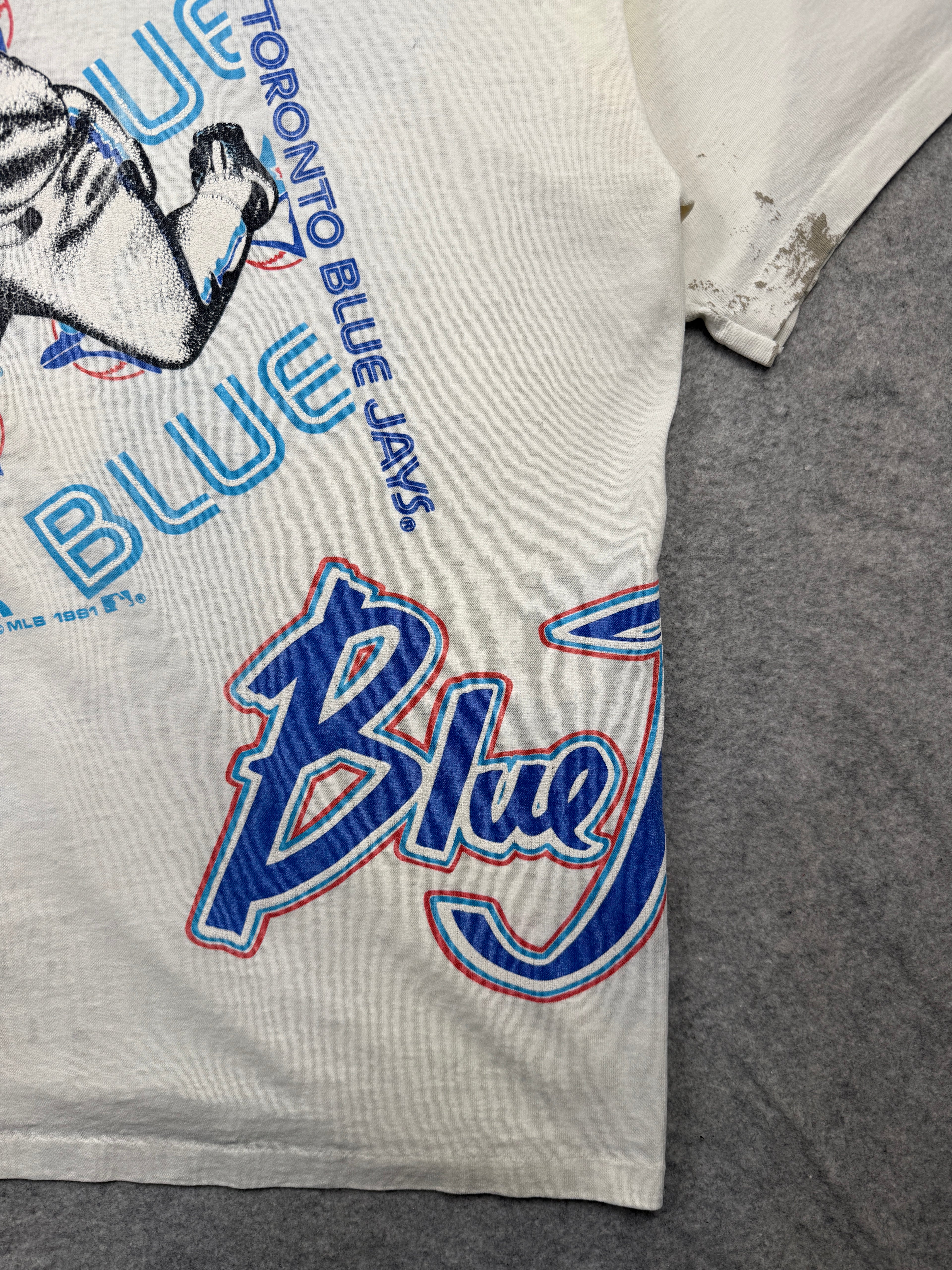 Vintage '91 Bulletin Athletics Toronto Blue Jays AOP Tee White
