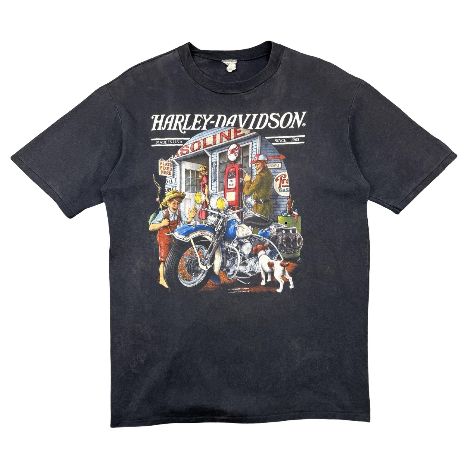 Vintage Harley Davidson Gasoline Tee Black