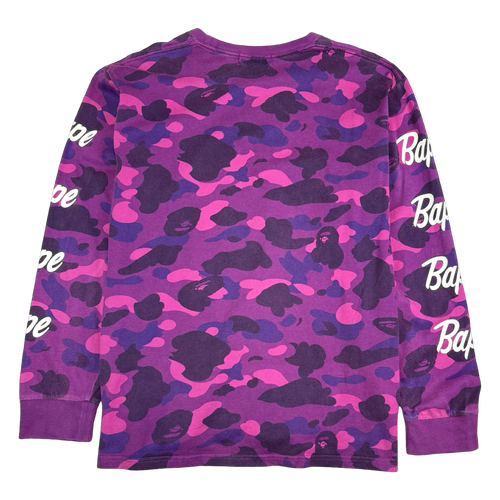 BAPE Color Camo Sleeve Logo L/S Tee Purple | Vintage Clothing Store Canada