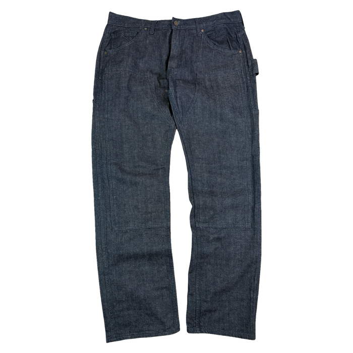 BAPE Embroidered Spell Out Double Knee Denim Jeans (USED) | Vitnage Clothing Store Canada