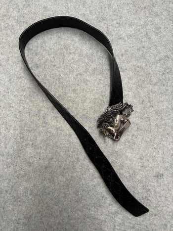 Gucci Pegasus Leather Belt Black (USED)