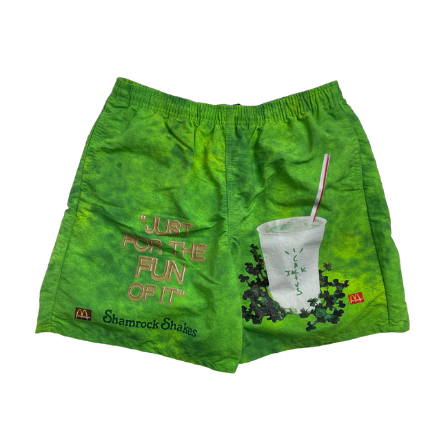 (M) Travis Scott Shamrock Shake Shorts Green (USED)