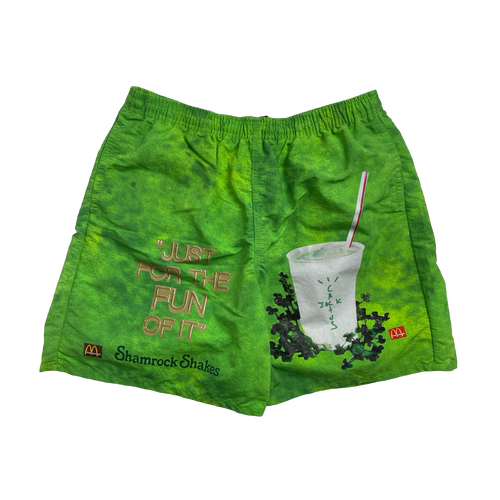 (M) Travis Scott Shamrock Shake Shorts Green (USED) | Vintage Clothing Store Canada