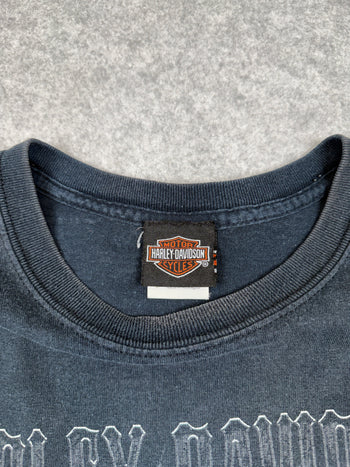 Vintage Harley Davidson Metallic Canada Flag Tee Black