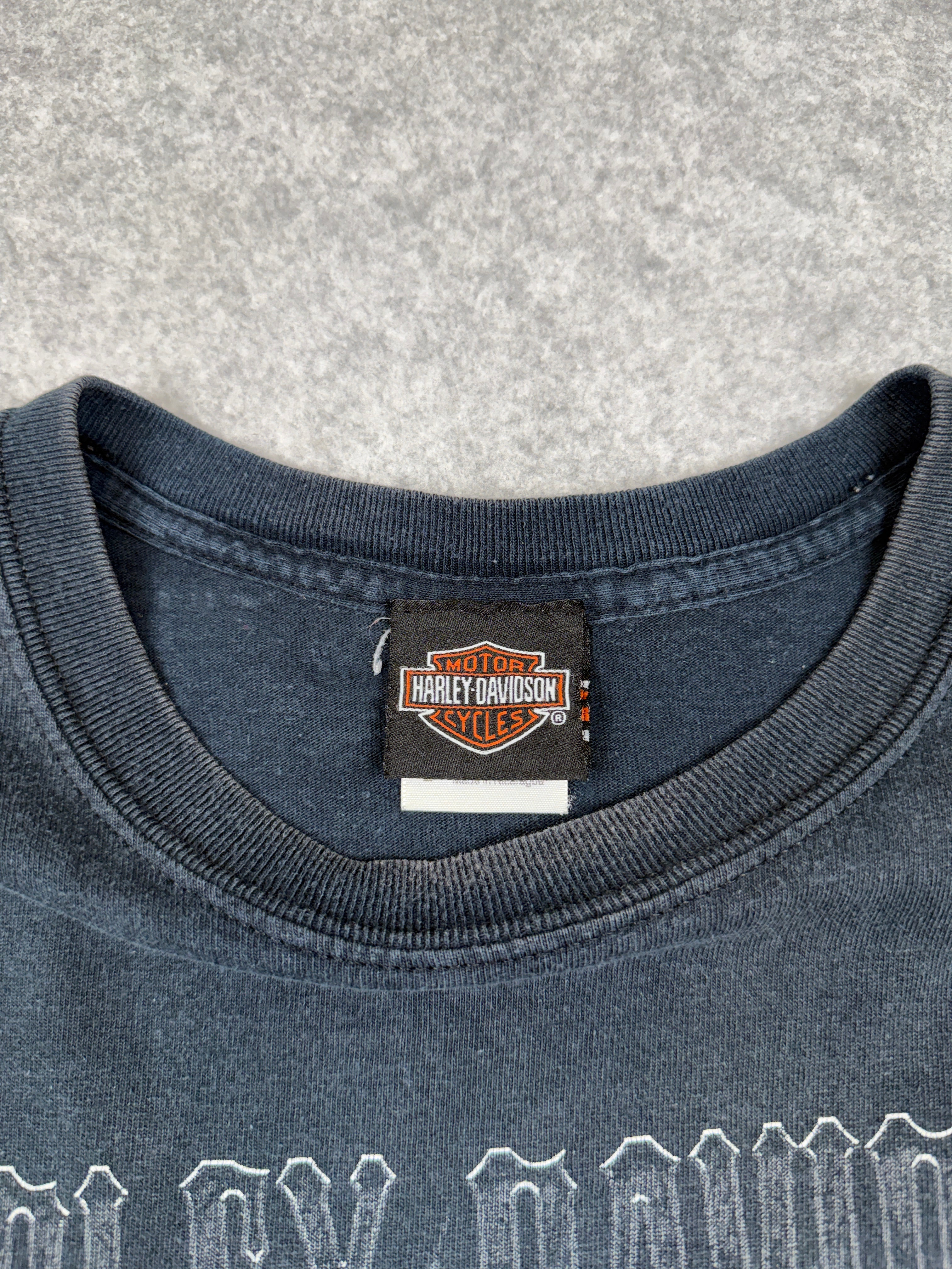 Vintage Harley Davidson Metallic Canada Flag Tee Black