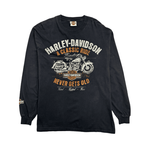 (M) Vintage Harley Davidson Seoul L/S Tee Navy | Vintage Clothing Store Canada