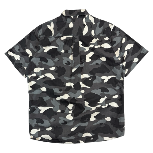BAPE Camo Pocket Emblem Button Up Shirt Black/Grey (USED) | Vintage Clothing Store Canada
