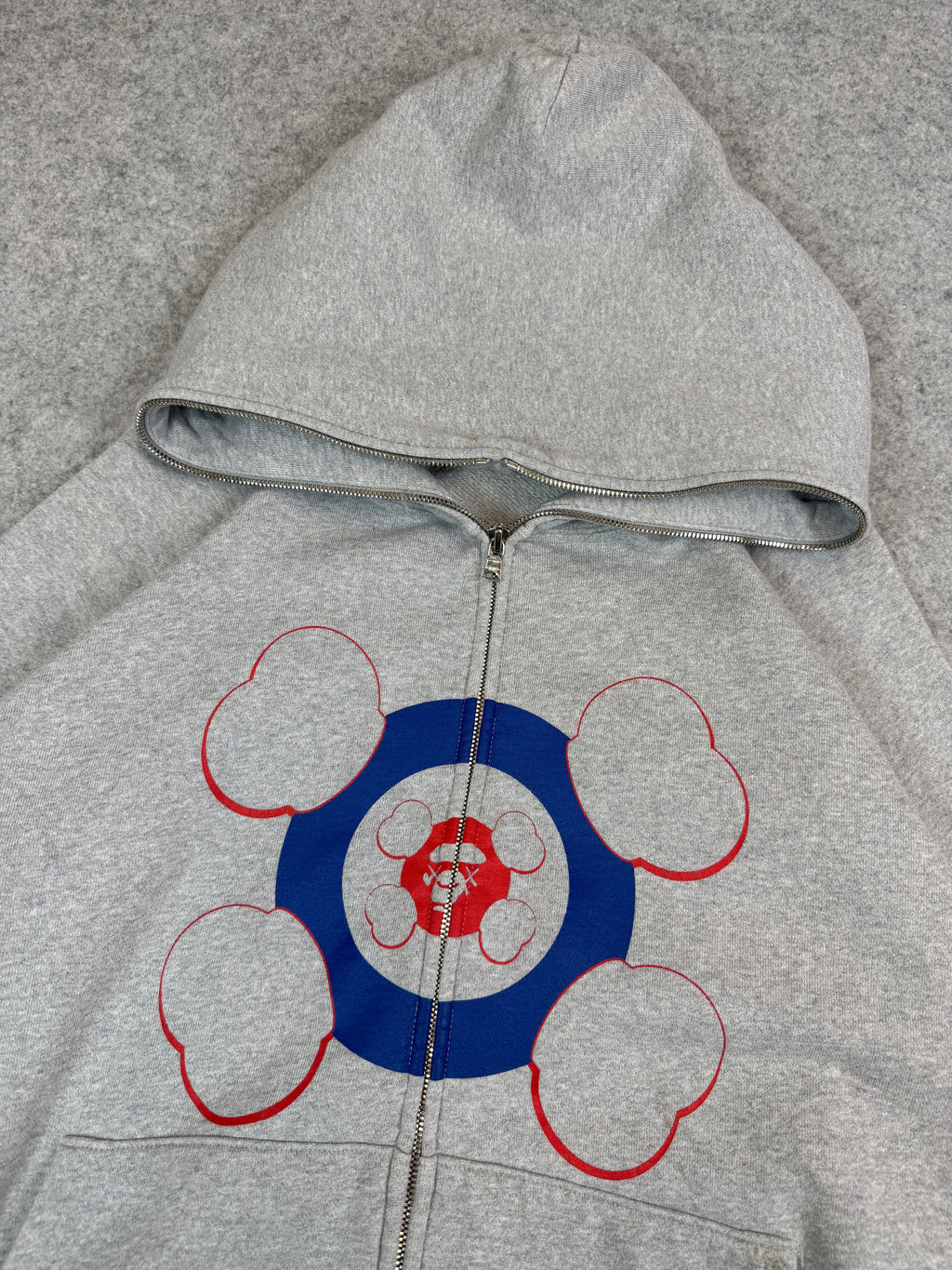 BAPE x Kaws Target Logo Full Zip Up Hoodie Grey (USED)