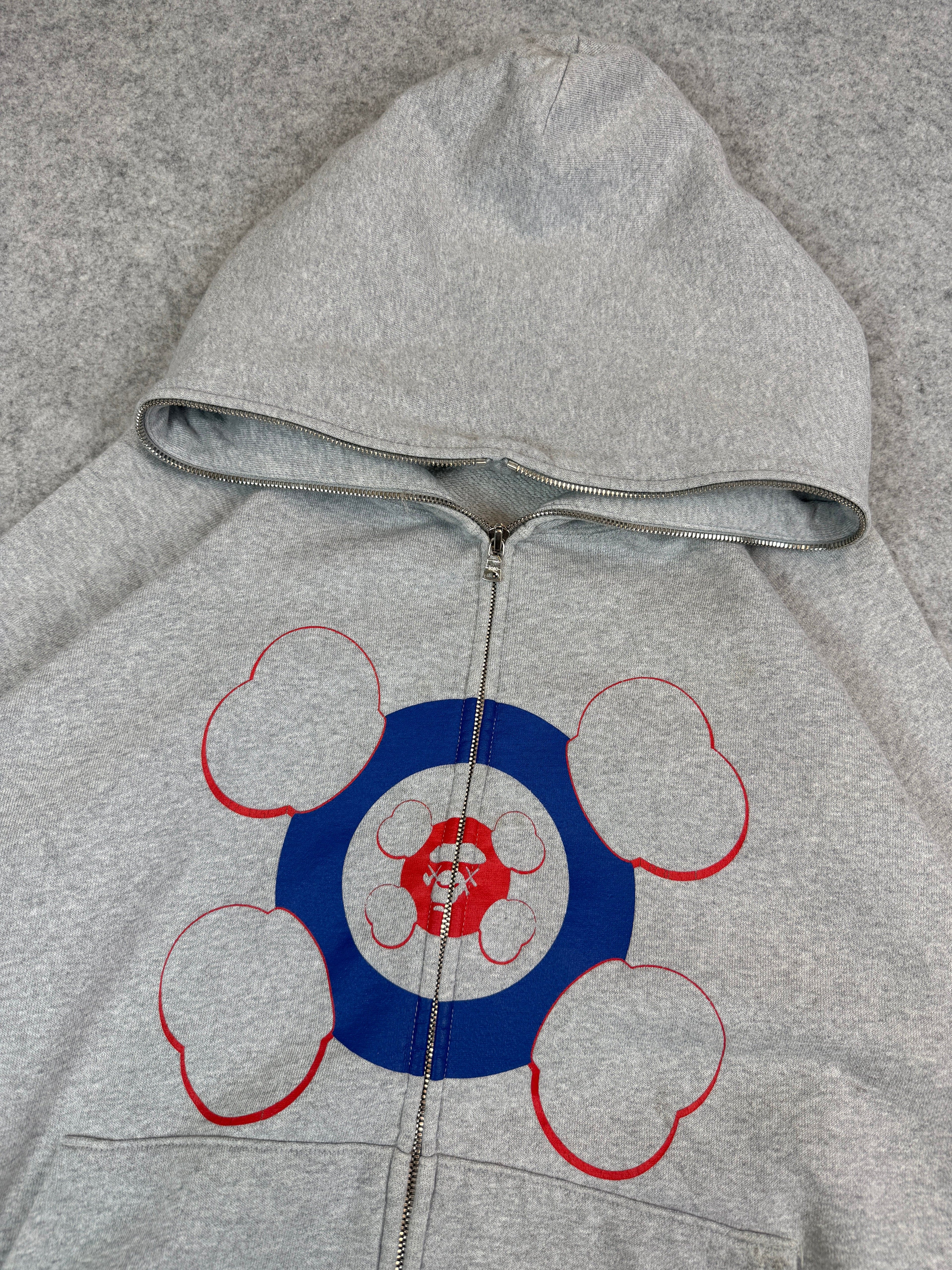 BAPE x Kaws Target Logo Full Zip Up Hoodie Grey (USED)