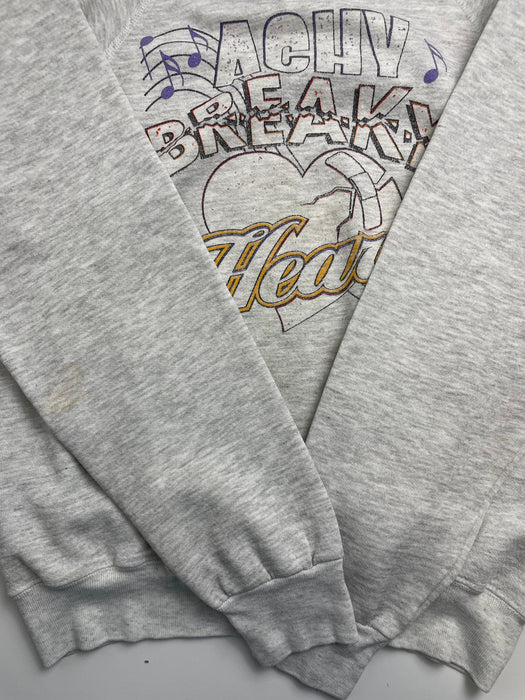 (M) Vintage 90s Achy Breaky Heart Sweatshirt Grey | Vitnage Clothing Store Canada