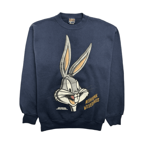 (M) Vintage ‘93 Michigan Wolverines Bugs Bunny Sweatshirt Navy | Vintage Clothing Store Canada