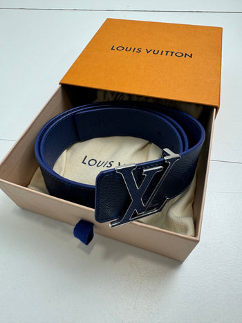 Louis Vuitton LV Initials Leather Monogram Belt Blue