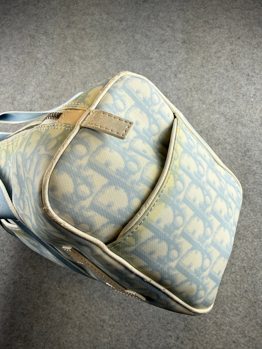 Women’s Christian Dior Trotter Canvas Boston Bag Light Blue
