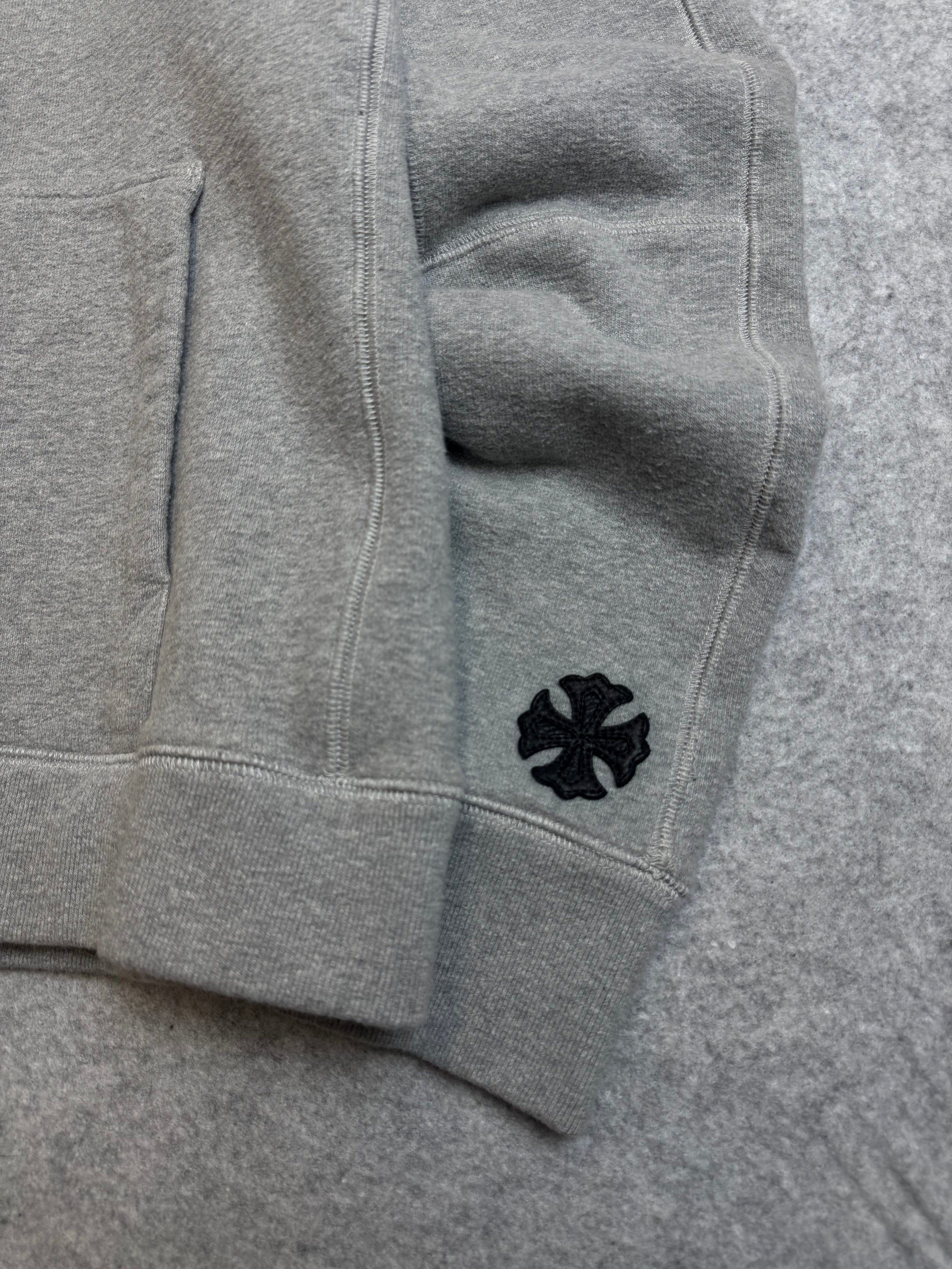 Chrome Hearts Embroidered Vertical Logo Hoodie Grey
