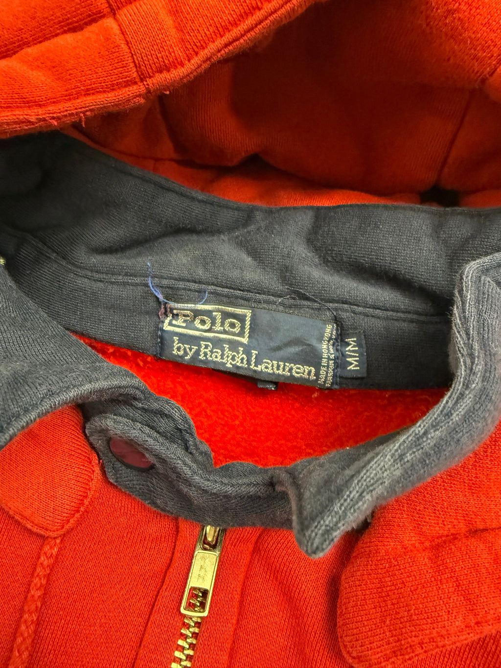 Vintage Polo Ralph Lauren Button Zip-up Hoodie Red