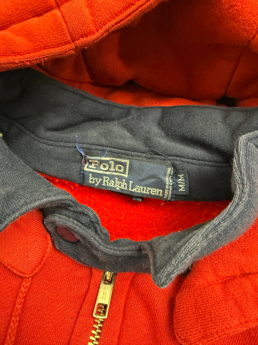 Vintage Polo Ralph Lauren Button Zip-up Hoodie Red | Vitnage Clothing Store Canada