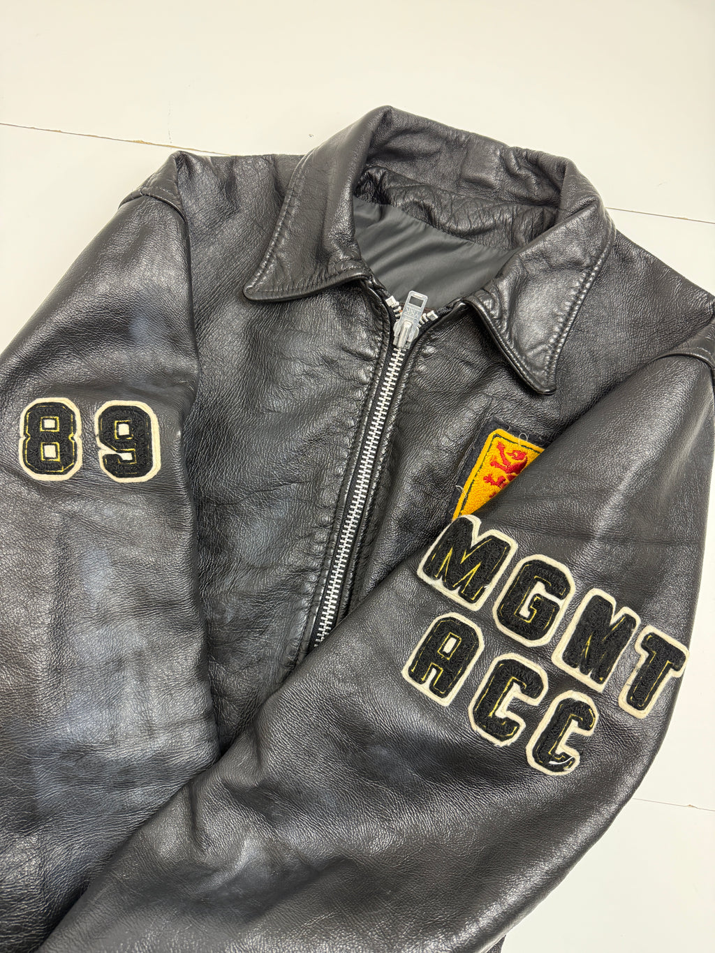 Vintage 80’s University Of Waterloo Leather Jacket Black