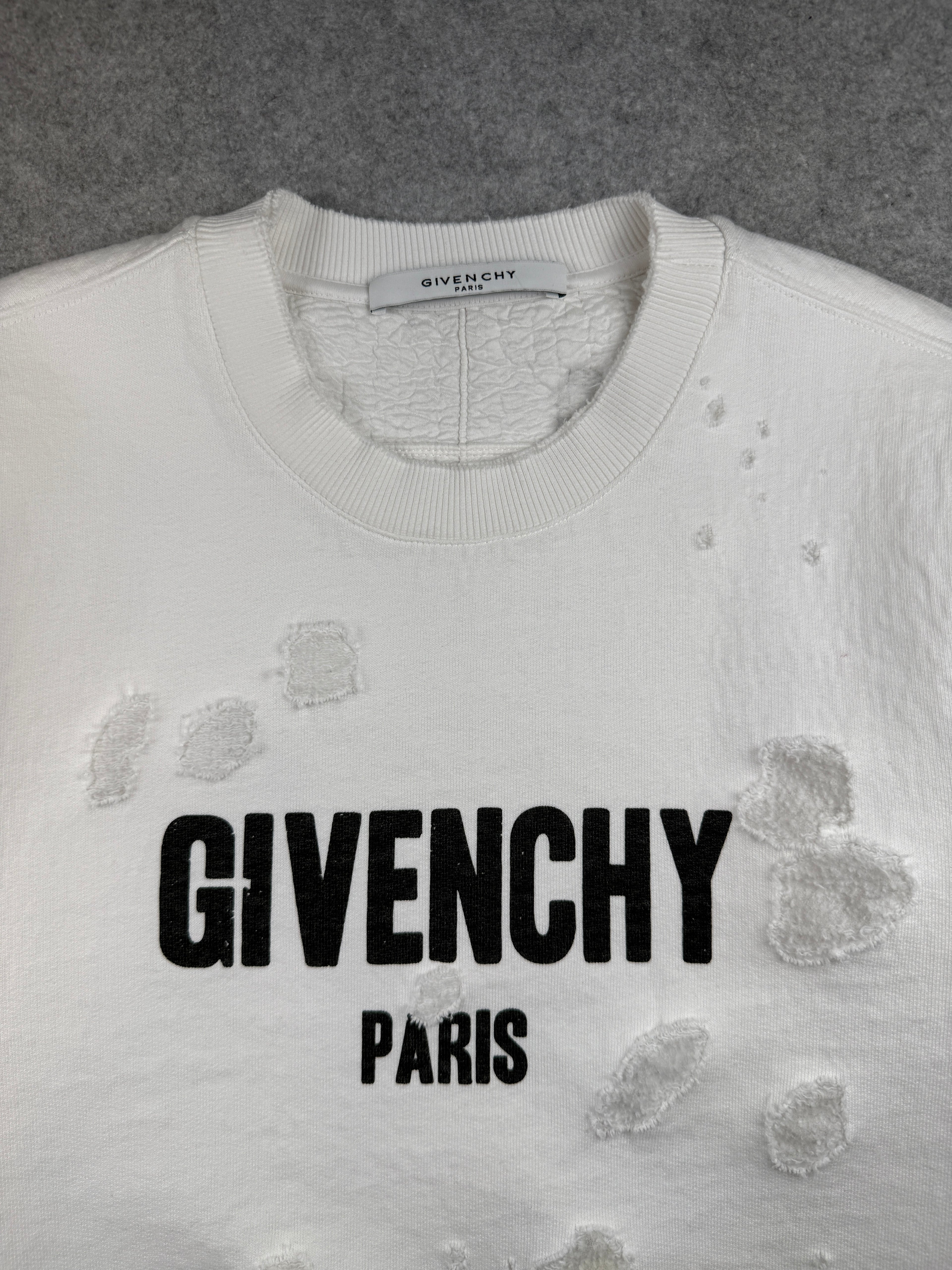 Givenchy Paris Destroyed Sweatshirt White