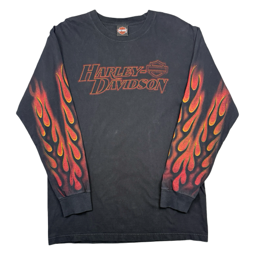 Vintage Harley Davidson Full Flame Sleeve Kegel L/S Tee Black | Vintage Clothing Store Canada