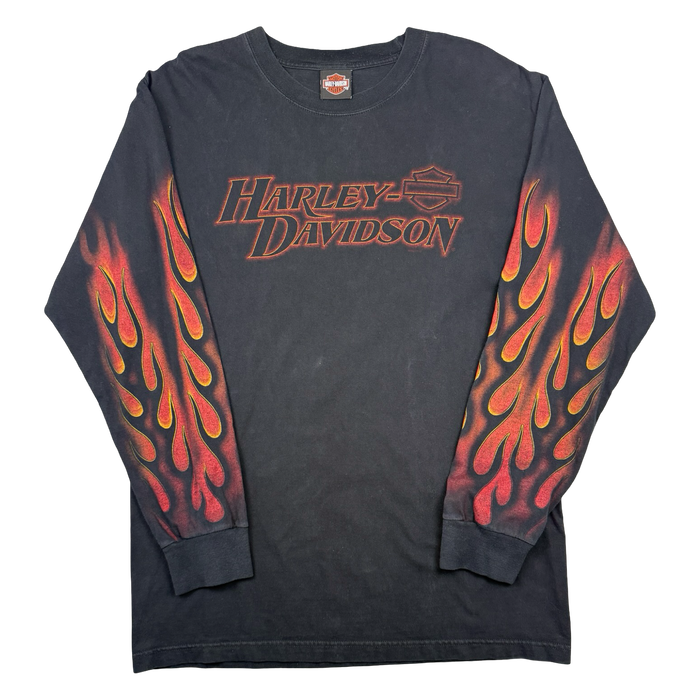 Vintage Harley Davidson Full Flame Sleeve Kegel L/S Tee Black | Vitnage Clothing Store Canada