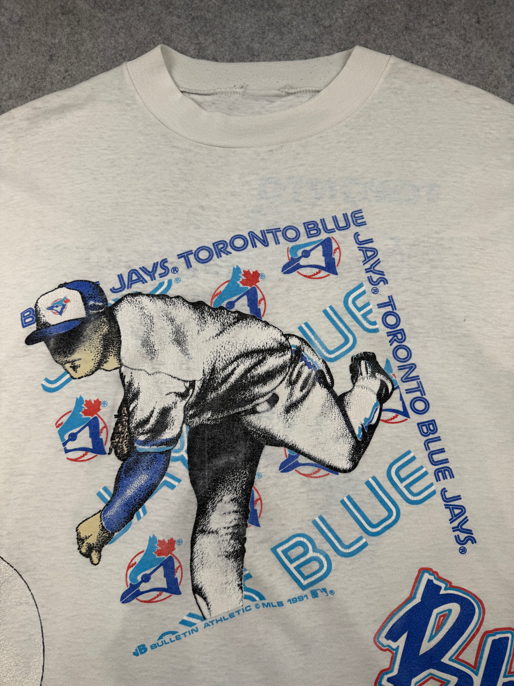 Vintage '91 Bulletin Athletics Toronto Blue Jays AOP Tee White