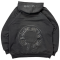 Vintage Faded Chrome Hearts Tonal Black Horseshoe Thermal Hoodie