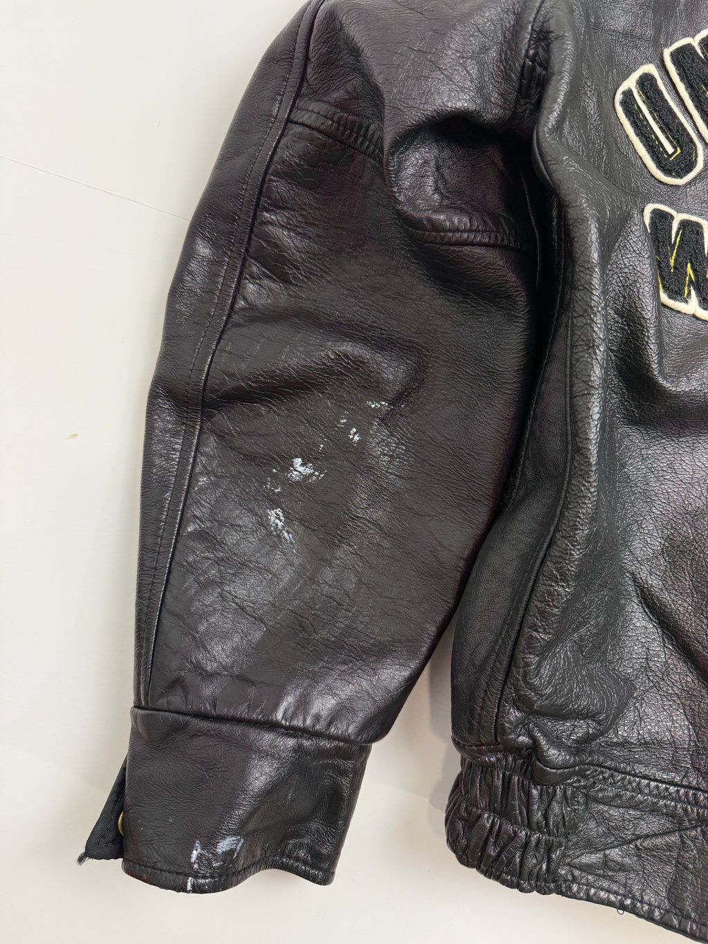 Vintage 80’s University Of Waterloo Leather Jacket Black
