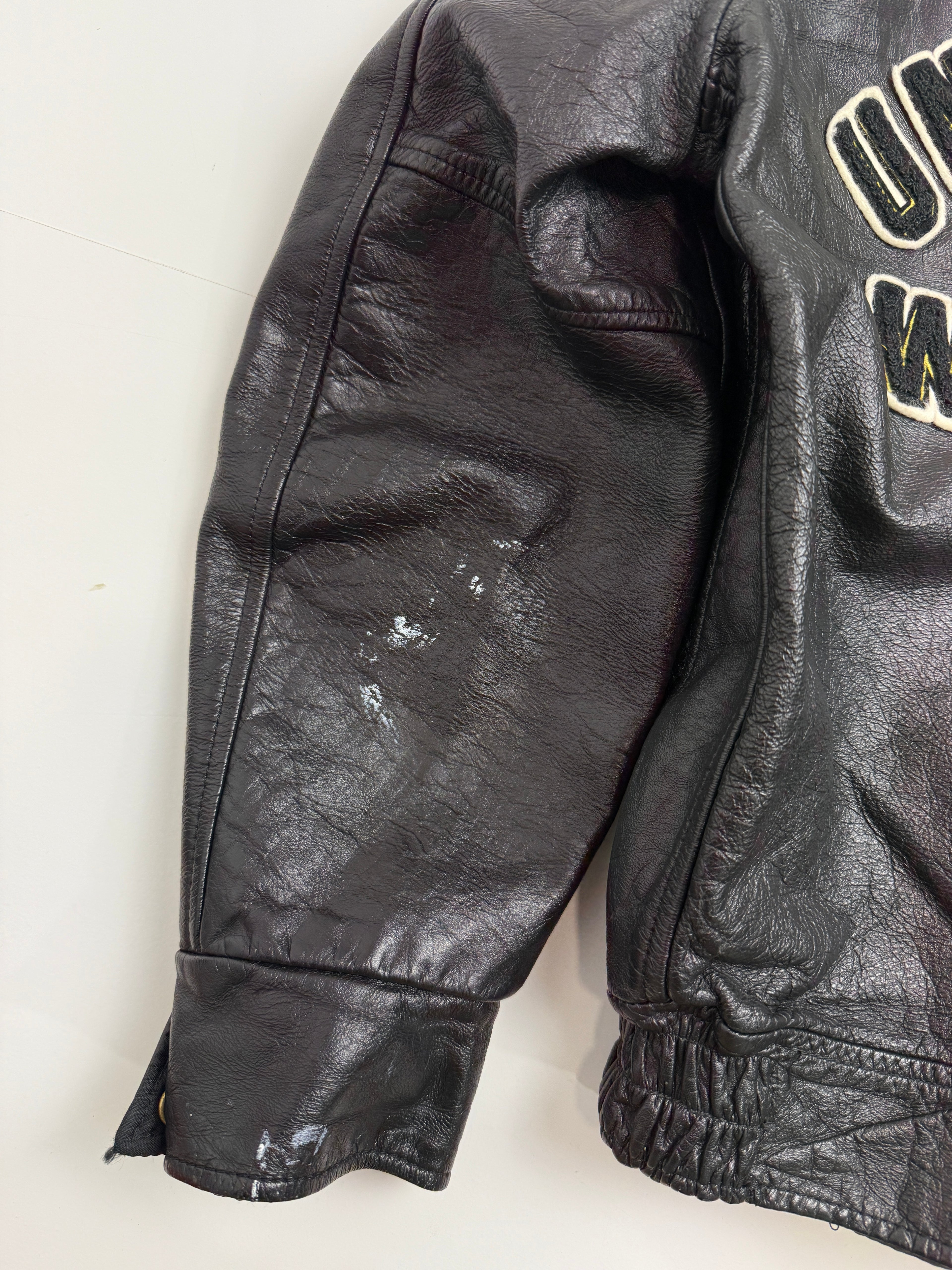 Vintage 80’s University Of Waterloo Leather Jacket Black