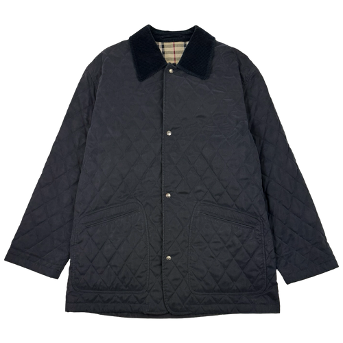 Vintage Burberry Quilted Corduroy Collared Jacket Black | Vintage Clothing Store Canada
