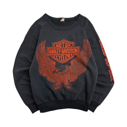 Vintage 1980s Harley Davidson Factory Sweatshirt Faded Black | Vintage Clothing Store Canada