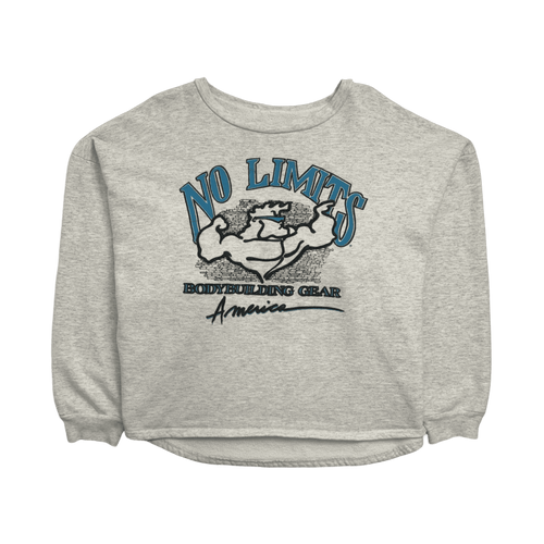 (L) Vintage No Limits Bodybuilding Cropped Sweatshirt Grey | Vintage Clothing Store Canada