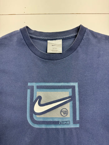 Vintage 2000s Nike Mid Swoosh Tee Light Navy