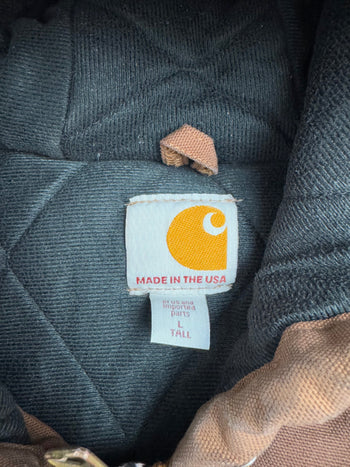 Vintage 90s Carhartt Paint Splatter Hooded Jacket Brown
