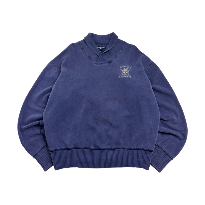 Vintage Polo Ralph Lauren Sport Academy Mockneck Sweatshirt Blue | Vitnage Clothing Store Canada