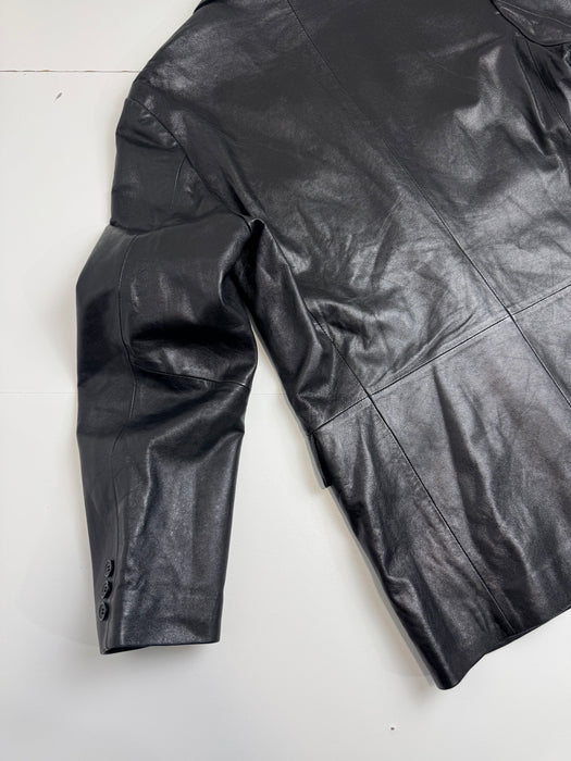 Vintage 90s Balenciaga Paris Blazer Leather Jacket Black | Vitnage Clothing Store Canada