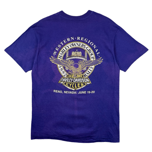 Vintage Harley Davidson Harley Owners Group Tee Purple | Vintage Clothing Store Canada