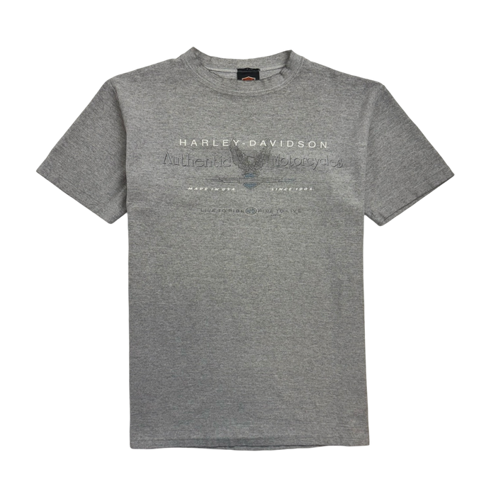 Vintage 90s Goulet Harley Davidson Tee Grey | Vitnage Clothing Store Canada