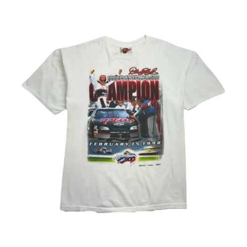 (XL) Vintage '98 Daytona 500 Champion Dale Earnhardt Tee White | Vintage Clothing Store Canada