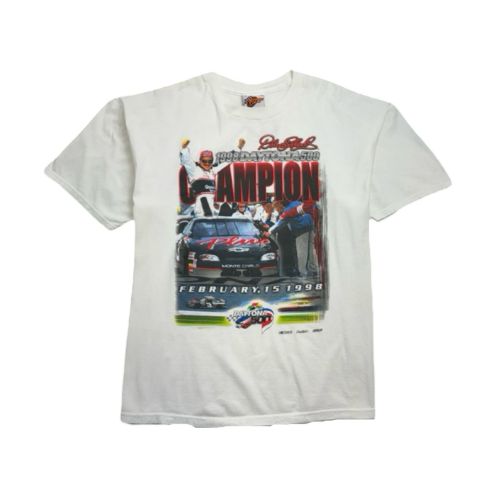 (XL) Vintage '98 Daytona 500 Champion Dale Earnhardt Tee White | Vitnage Clothing Store Canada