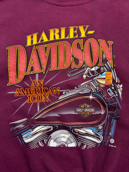 (S) Vintage '95 Harley Davidson Sweatshirt Burgundy | Vitnage Clothing Store Canada