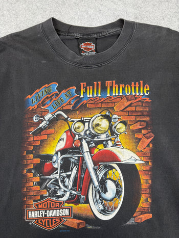 Vintage Harley Davidson Living Life At Full Throttle Tee Black