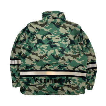 BAPE Woodland Camo Relaxed Fit Safety Jacket Olive Drab (USED)