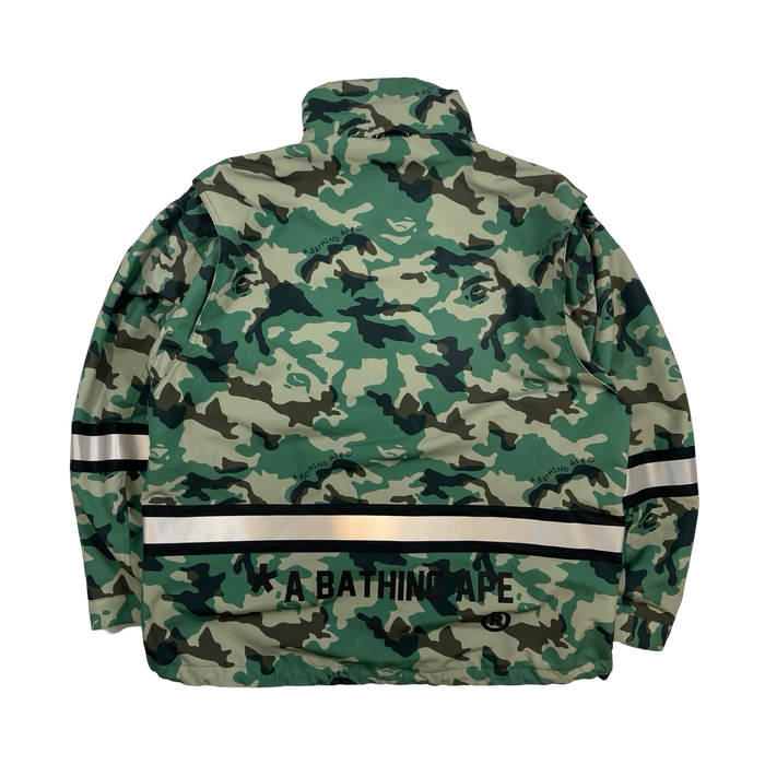 BAPE Woodland Camo Relaxed Fit Safety Jacket Olive Drab (USED) | Vitnage Clothing Store Canada