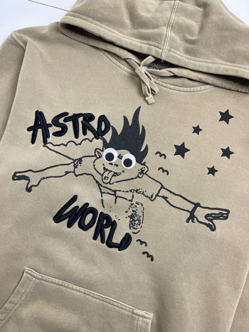 Travis Scott Astroworld Look Mom I Can Fly Hoodie Tan (USED)