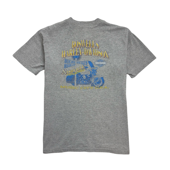 Vintage 90s Boswells Harley Davidson Tee Grey | Vitnage Clothing Store Canada