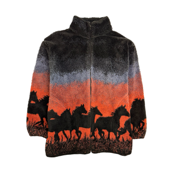 Vintage 90s Nature Horses Fleece Zip-Up