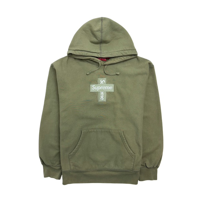 Supreme Cross Box Logo Hooded Light Olive (USED)