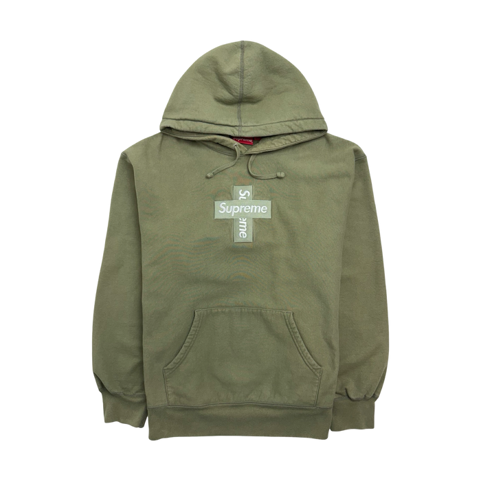 Supreme Cross Box Logo Hooded Light Olive (USED) | Vitnage Clothing Store Canada